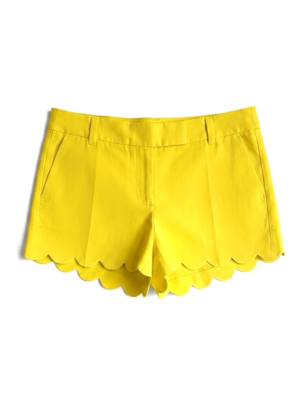J. Crew Bright Yellow Scallop-Hem High Waist Shorts